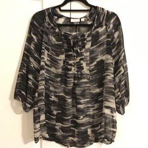 New York & Company Black/White Blouse - L
